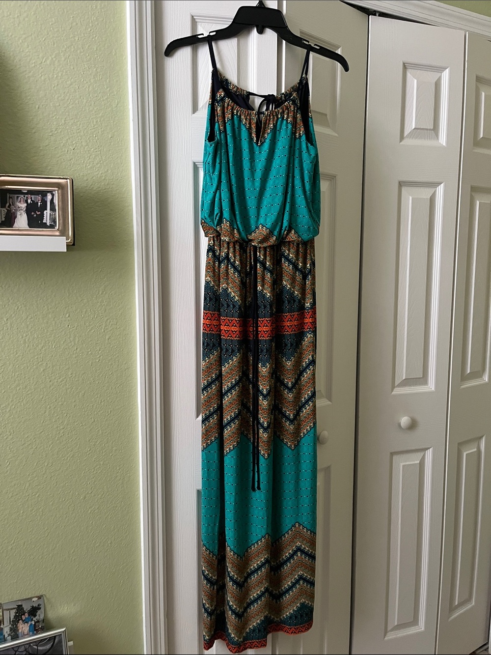 Enfocus Studio Teal & Black Patterned Maxi Dress